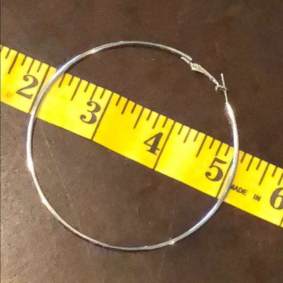 925 Sterling Silver Big Hoop Earrings Diameter 8cm - Picture 3 of 7